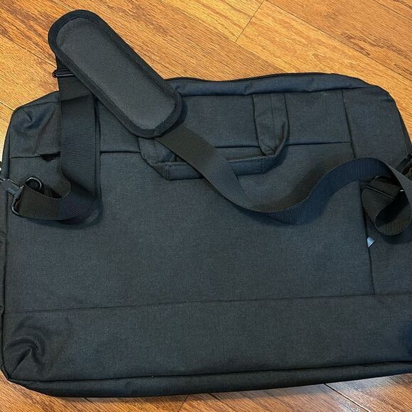 Black briefcase/padded 17.5" laptop sleeve. Use w/handle or 50" shoulder… - Picture 1 of 12